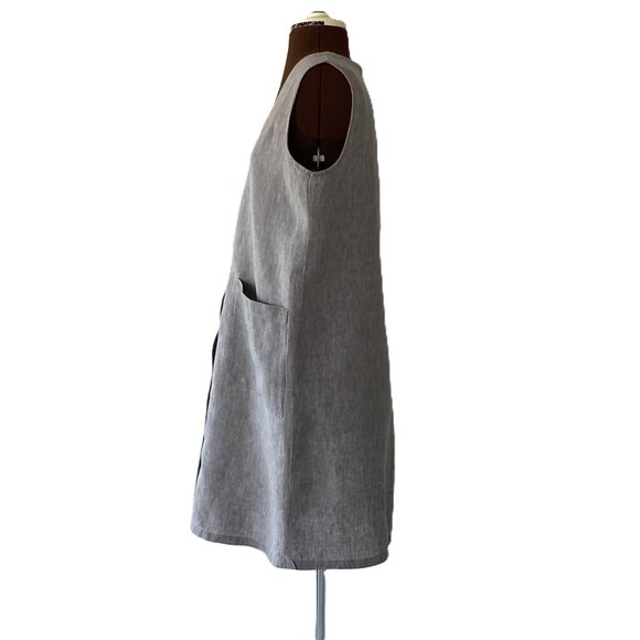 Eileen Fisher Sleeveless Linen Shift Button Front Shirtdress - Picture 3 of 5